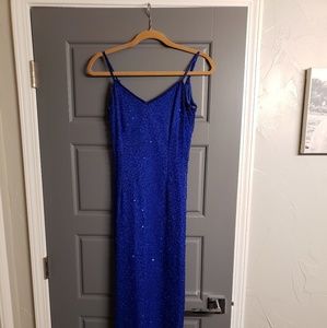 Laurence Kazar Silk Sequin Full Length Gown